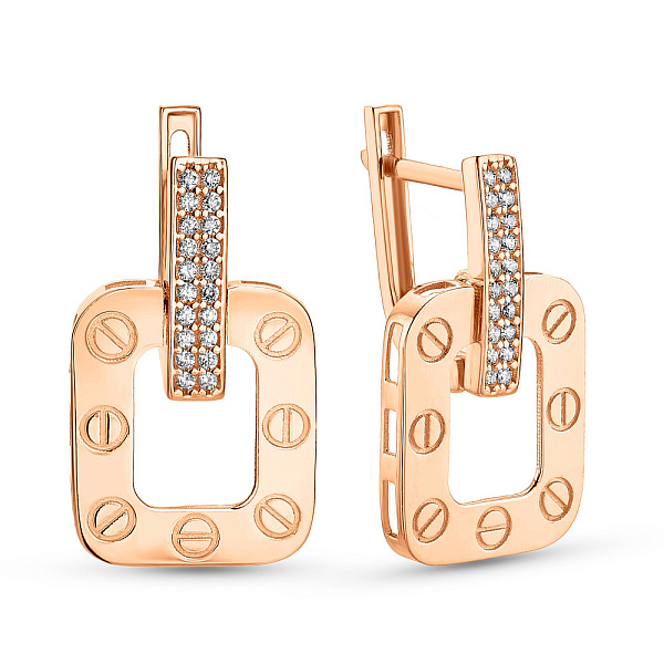 Сережки з червоного золота з фіанітами (арт. 109674) – зображення 1