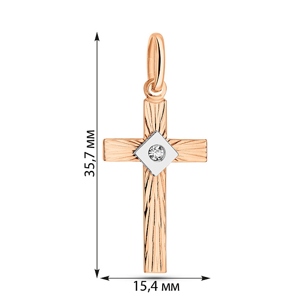 Золотой крестик с одним фианитом (арт. 424867кб) – изображение 4