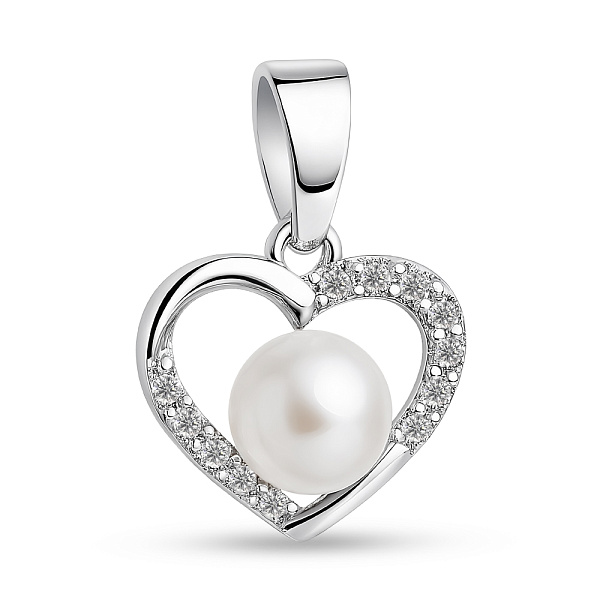 Срібний підвіс з перлиною і фіанітами (арт. 7503/4392жб) – зображення 1