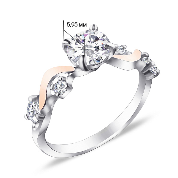 Серебряное кольцо с фианитами (арт. 7201/283кп) – изображение 2