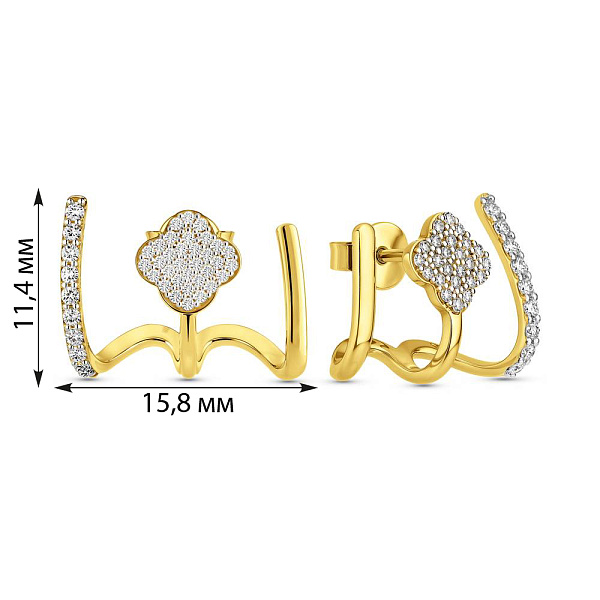 Пусеты из желтого золота с бриллиантами (арт. Т011869030ж) – изображение 2