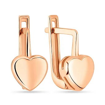Сережки для дітей «Сердечка» з червоного золота (арт. 106069)
