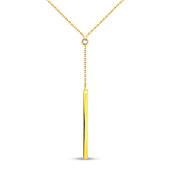 Фото Колье-галстук из желтого золота с фианитом (арт. 352497ж)