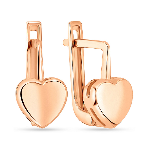 Сережки для детей «Сердечки» из красного золота (арт. 106069) – изображение 1