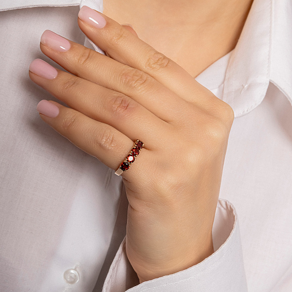 Золота каблучка з гранатом (арт. 141049Пк) – зображення 2
