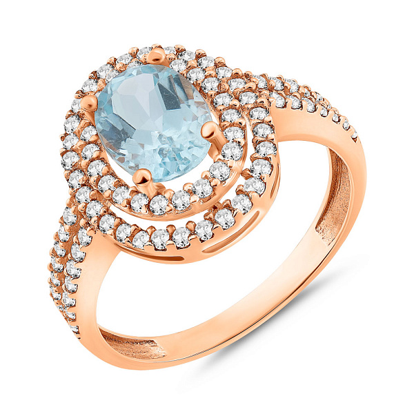 Золотое кольцо с топазом и фианитами (арт. 151275) – изображение 1