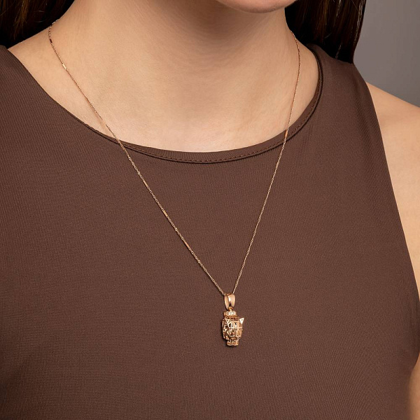 Золотий кулон Пантера з фіанітами (арт. 424961з) – зображення 2