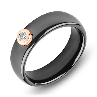 Каблучка з кераміки і червоного золота з діамантом (арт. К011228010кч)