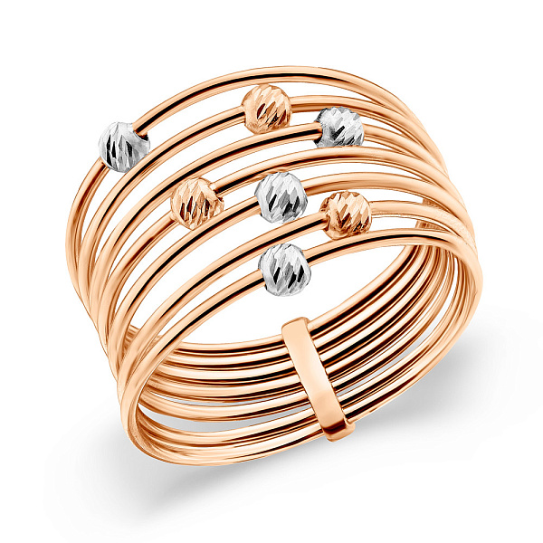 Багатошарова золота каблучка (арт. 1401015) – зображення 1