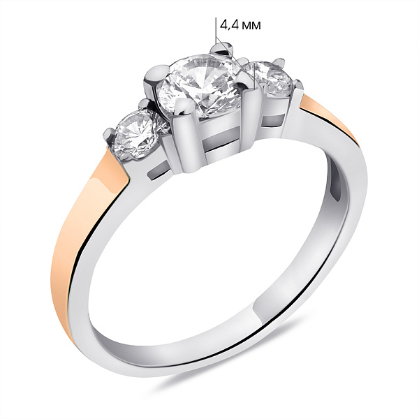 Серебряное кольцо с золотой накладкой и фианитами (арт. 7201/0456.10) – изображение 2