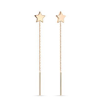 Серьги-цепочки «Звезды» из красного золота (арт. 106571)