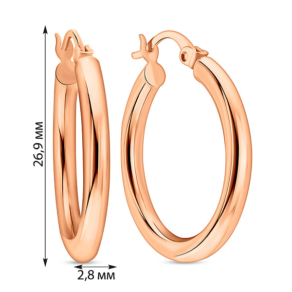Серьги-кольца из красного золота (арт. 100908/25) – изображение 5