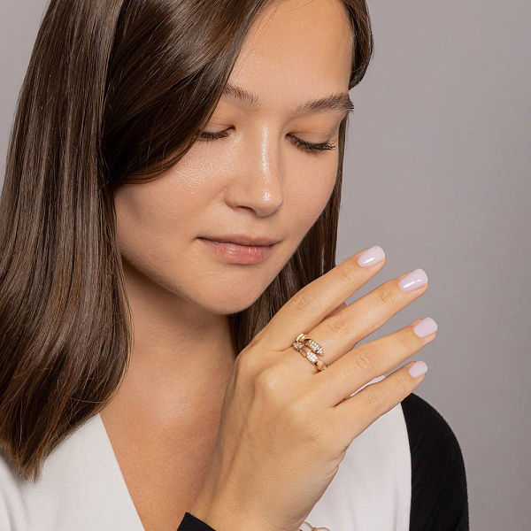 Кольцо Змея  из красного золота с фианитами (арт. 156334) – изображение 3