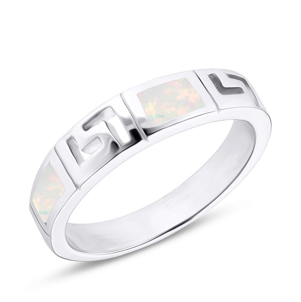 Серебряное кольцо с белым опалом (арт. 7501/4024Поб) – изображение 1
