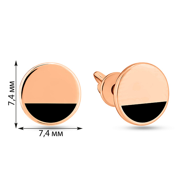 Золотые серьги-пусеты с эмалью (арт. 120994Д) – изображение 2