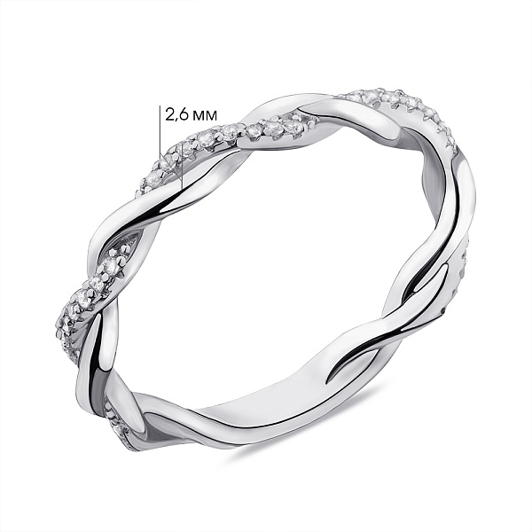 Серебряное кольцо Переплетение с фианитами (арт. 7501/5889) – изображение 2