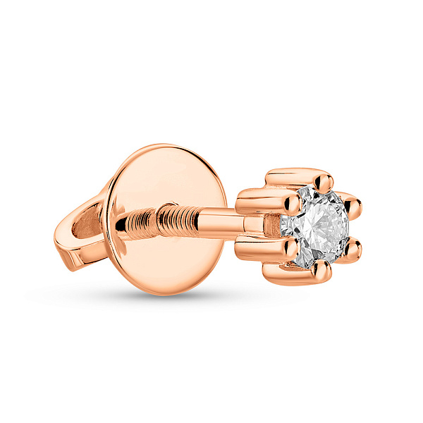 Сережка в одне вухо з червоного золота з діамантом (арт. Т011015005Я) – зображення 1