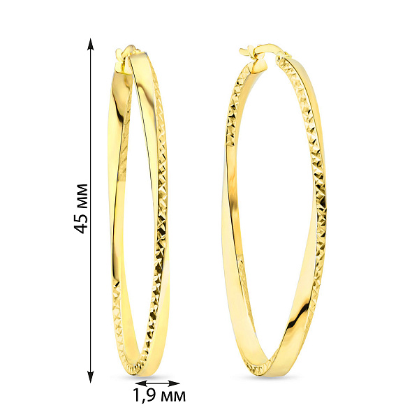 Золотые серьги-кольца с алмазной гранью (арт. 106843/45ж) – изображение 2