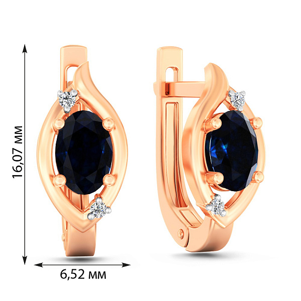 Золотые серьги с сапфиром и бриллиантами (арт. С011066с) – изображение 3