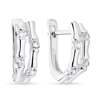 Срібні сережки з родіюванням і фіанітами (арт. 7502/4679)