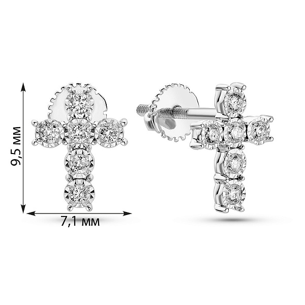 Золоті пусети з хрестиками з діамантами  (арт. С341334015б) – зображення 4