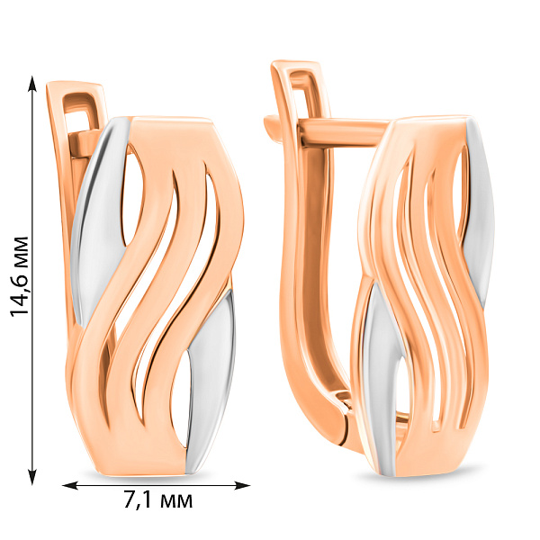 Серьги из красного и белого золота без камней (арт. 106248кб) – изображение 3