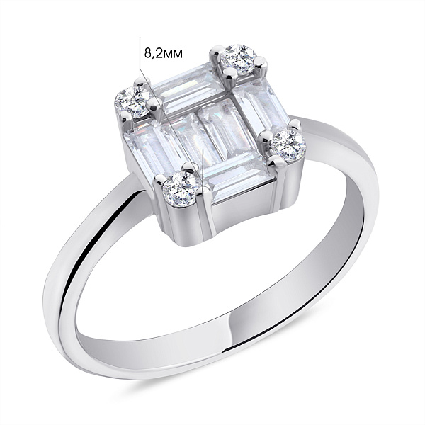 Кольцо серебряное с россыпью фианитов  (арт. 7501/5835) – изображение 2