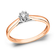 Фото Кольцо из комбинированного золота с бриллиантом (арт. К011097015)