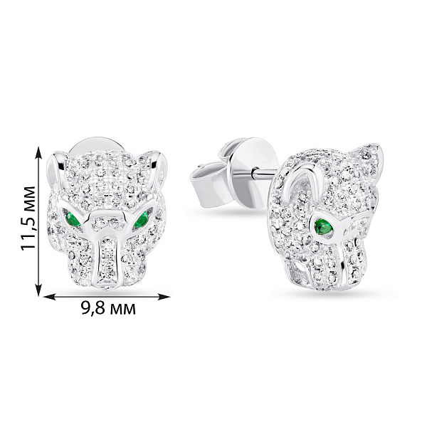 Серебряные серьги "Пантеры" (арт. 7518/6093аз) – изображение 2