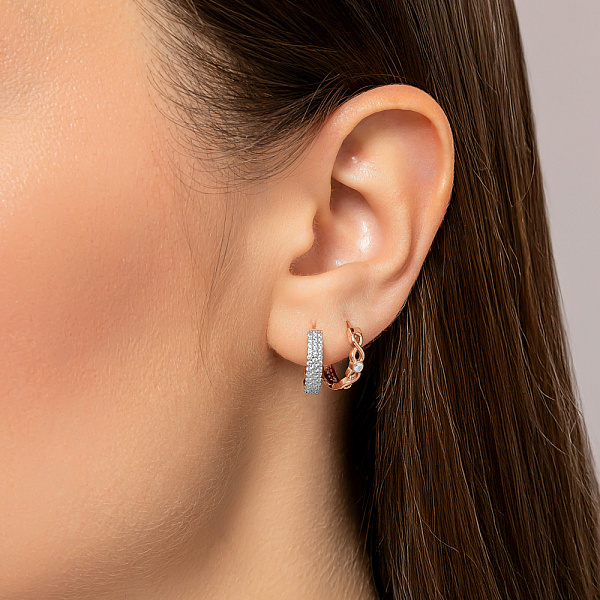 Двусторонние серьги из золота с фианитами (арт. 111165) – изображение 2