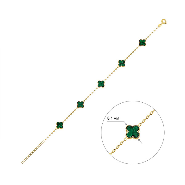 Золотий браслет з малахітами (арт. 326912/8жмлх) – зображення 2
