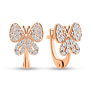 Фото Золоті сережки Метелики з фіанітами для дітей (арт. 110189)