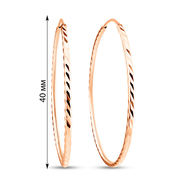 Золотые серьги-кольца с алмазной гранью (арт. 121903/40) – изображение 3