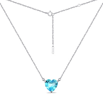 Фото Серебряное колье "Сердечко" с голубым альпинитом (арт. 7507/603аг)