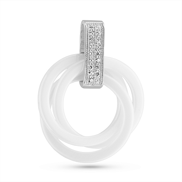 Кулон из керамики и серебра с фианитами (арт. 7503/1154120кмб) – изображение 1