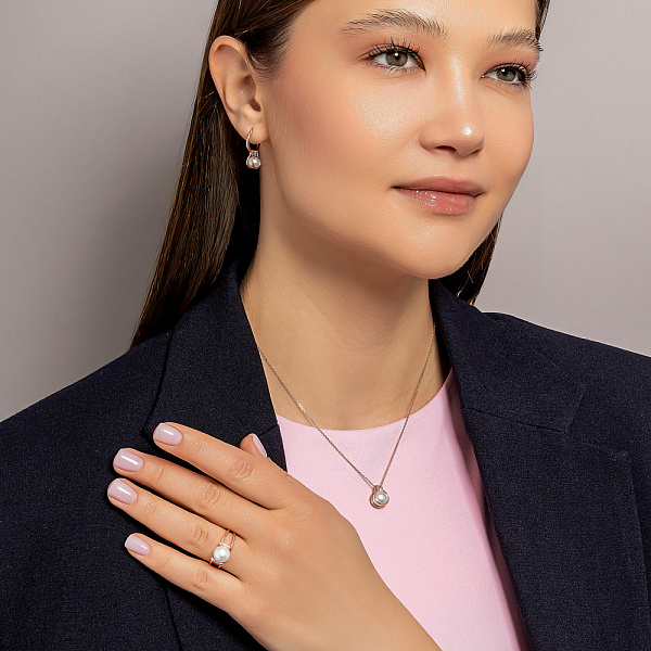 Серьги из красного золота с жемчугом (арт. 2192068101) – изображение 6
