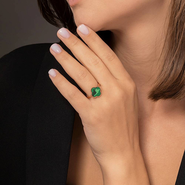 Каблучка з червоного золота з малахітом (арт. 156516/10млх) – зображення 2