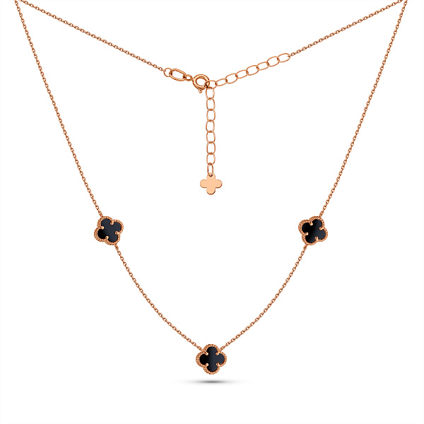 Золоте кольє Клевер з оніксом (арт. 361494/7о) – зображення 2