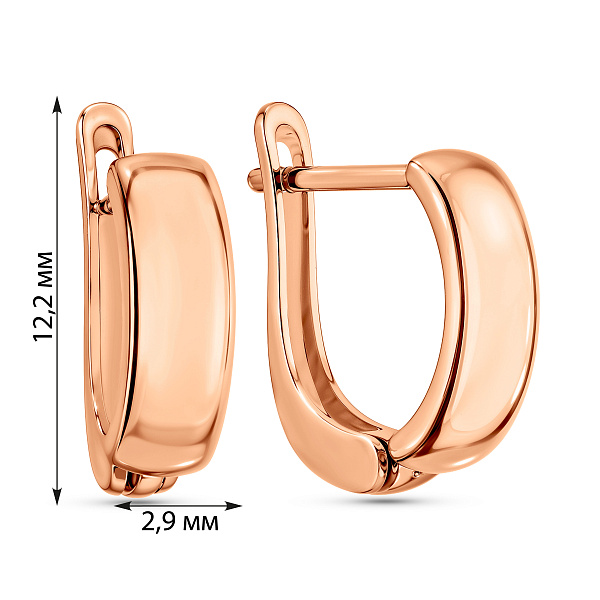 Серьги из красного золота без камней (арт. 106067) – изображение 2
