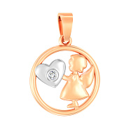 Золота підвіска «Янгол» з фіанітом (арт. 440598)