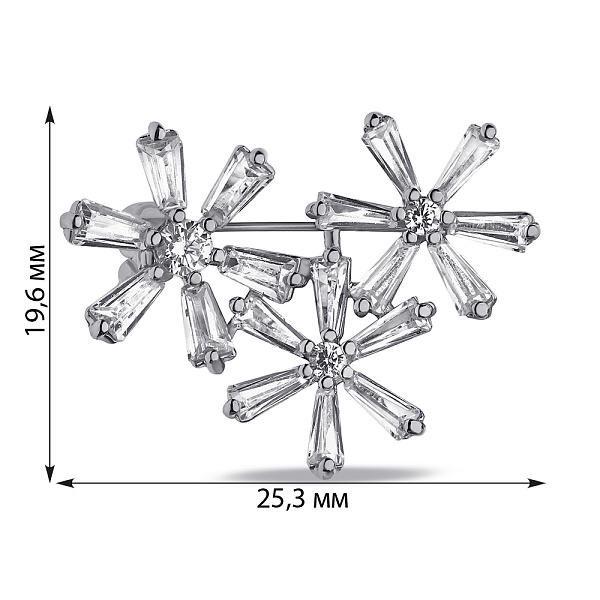 Срібна брошка Квіти з фіанітами (арт. 7505/224) – зображення 2