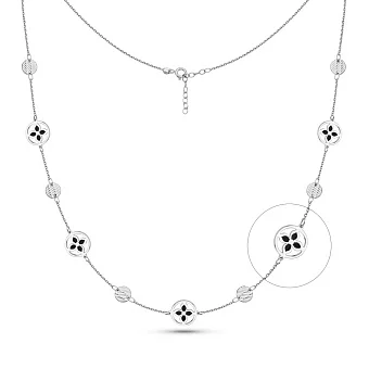 Колье из белого золота с эмалью (арт. 352647беч)