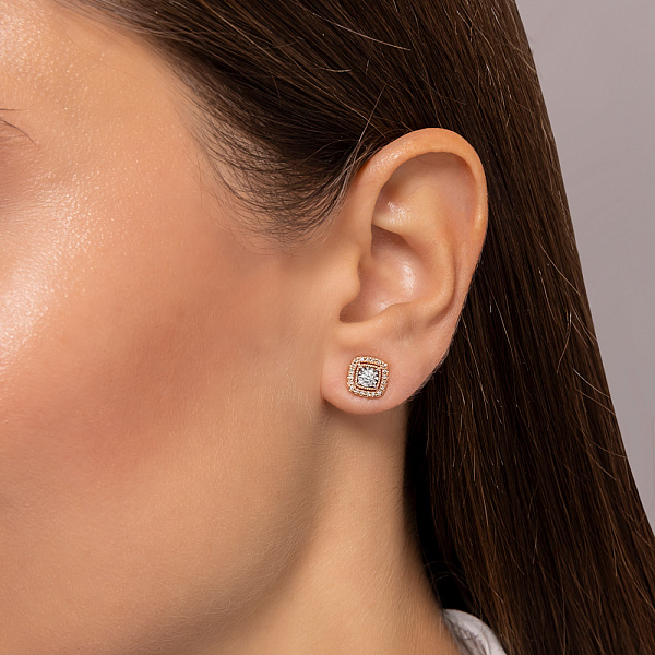 Серьги-пусеты из красного золота с бриллиантами (арт. Т011234020) – изображение 2