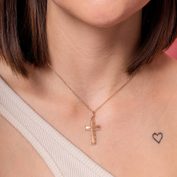 Золотой крестик с алмазной гранью (арт. 424871) – изображение 4