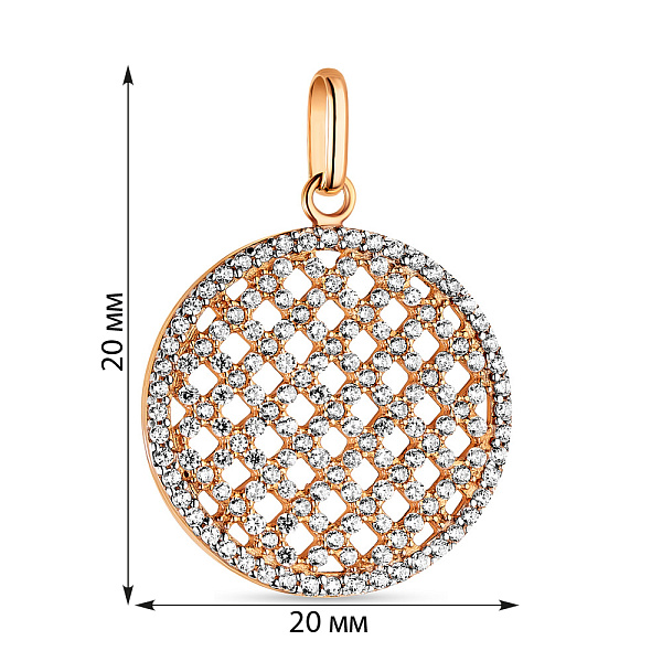 Подвеска с фианитами из красного золота (арт. 422732) – изображение 2
