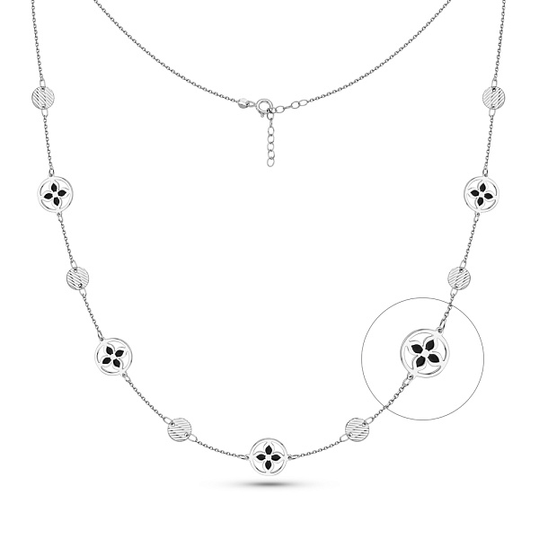 Кольє з білого золота з емаллю (арт. 352647беч) – зображення 1