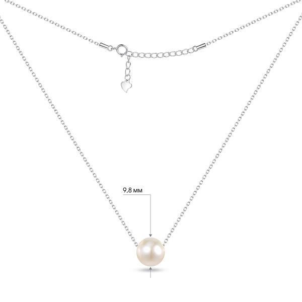 Серебряное колье с жемчужиной (арт. 7507/2685/2жб) – изображение 3