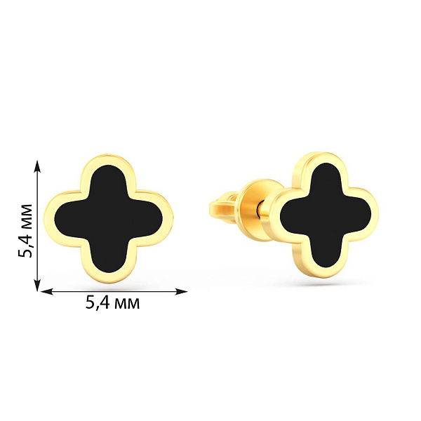 Золотые серьги-пусеты с эмалью (арт. 111212жеч) – изображение 2