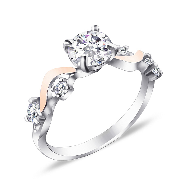 Серебряное кольцо с фианитами (арт. 7201/283кп) – изображение 1