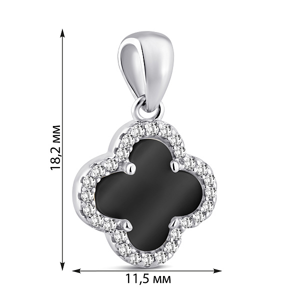 Срібний підвіс Конюшина з оніксом та фіанітам (арт. 7503/2169536/10о) – зображення 2